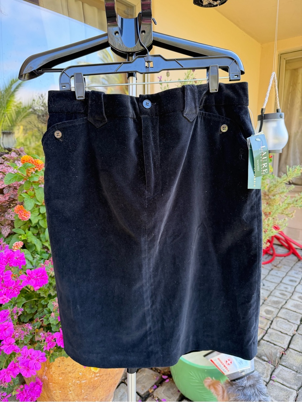 NWT Lauren Ralph Lauren Black Velvet Pencil Skirt